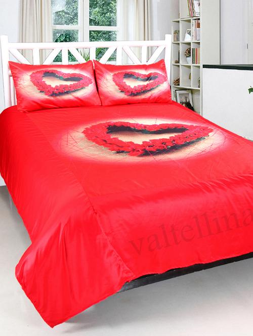 valtellinaheart roses print double bedsheet & 2 pillow covers - 12854364 - Very Small Image - 1
