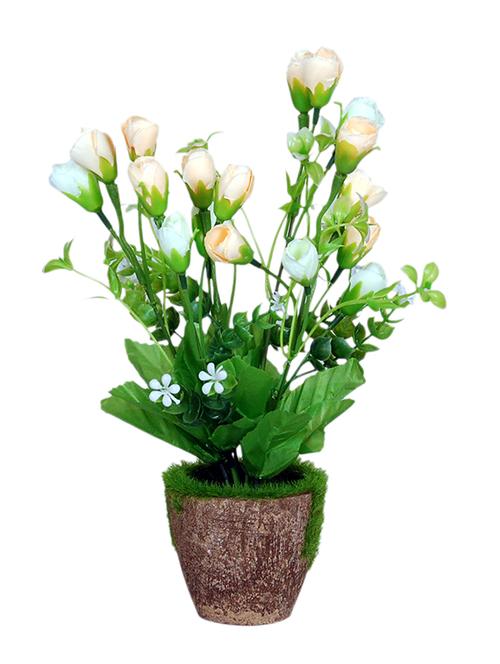loxiaa peach/white rose artificial flower with pot (28cm) - 12854372 - Very Small Image - 1