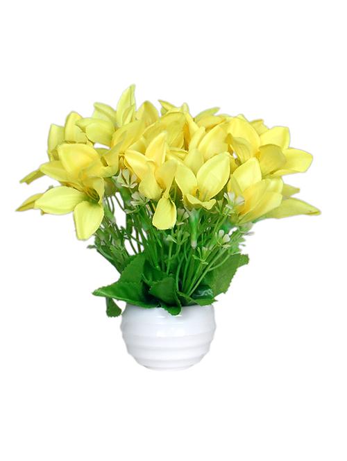 loxiaa yellow lily artificial flower with pot (18cm) - 12854391 - Very Small Image - 1
