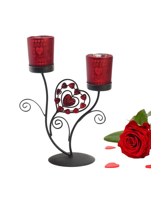 love fetched frosted glass valentine candle holder with free artificial rose - 12854445 - Very Small Image - 1