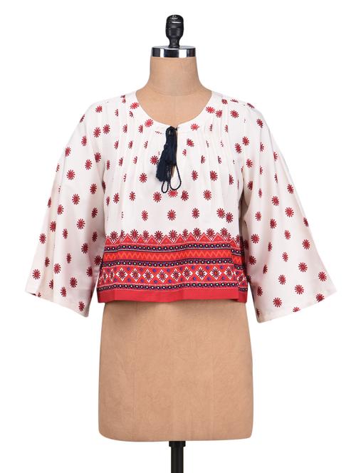 red printed pin tucked top - 1285559 - Very Small Image - 1