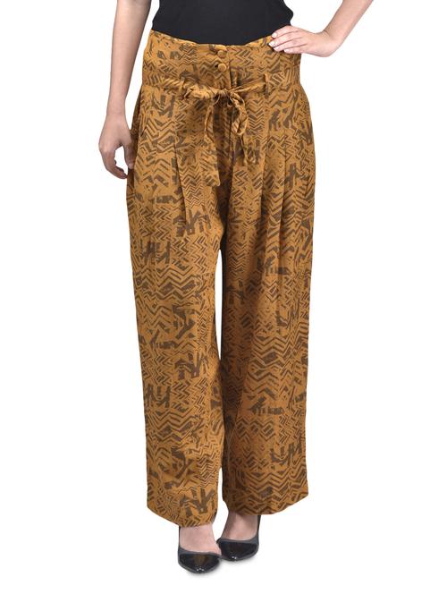 yellow rayon printed pants - 1285565 - Very Small Image - 1