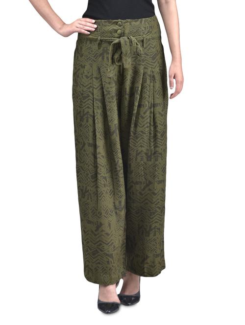 green viscose printed pants - 1285567 - Very Small Image - 1