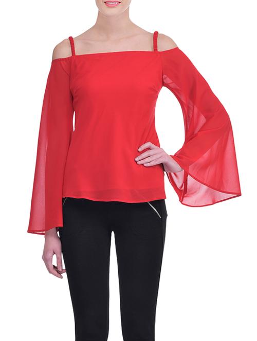 red georgette regular top - 12858461 - Very Small Image - 1