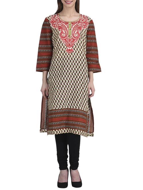 red cotton kurti - 12859864 - Very Small Image - 1