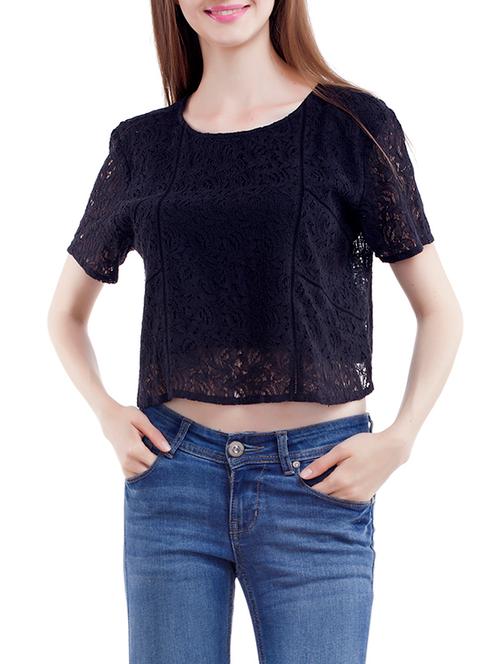 black cotton crop top - 12860745 - Very Small Image - 1