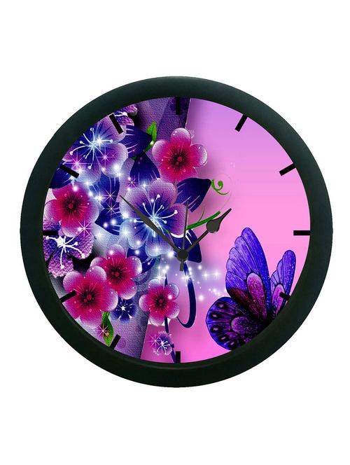 mesleep flower abstract with butterfly wall clock (with glass) - 12860842 - Very Small Image - 1