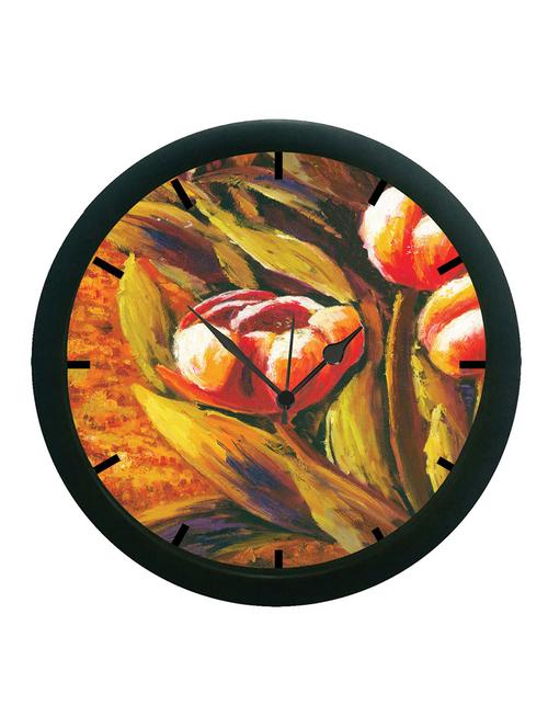 mesleep painted 2 flower wall clock (with glass) - 12861171 - Very Small Image - 1