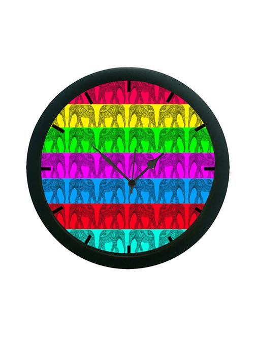 mesleep multi colour ethnic elephants wall clock (with glass) - 12862556 - Very Small Image - 1