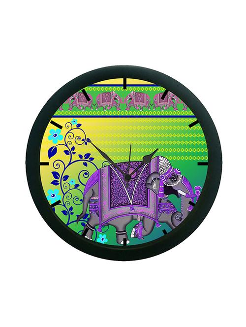 mesleep multi colour ethnic elephants wall clock (with glass) - 12862577 - Very Small Image - 1