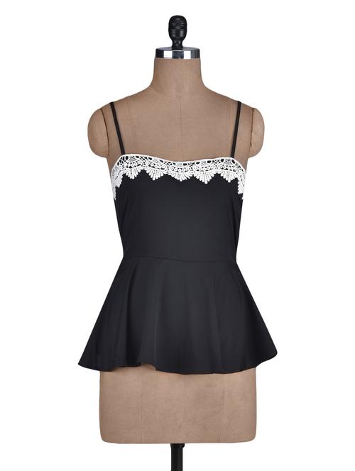 black poly crepe peplum top - 1286324 - Very Small Image - 1