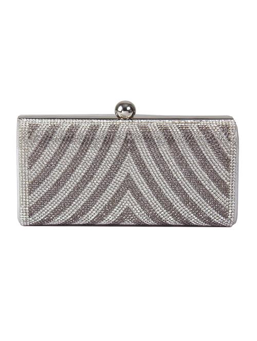 silver leatherette clutch - 12866384 - Very Small Image - 1