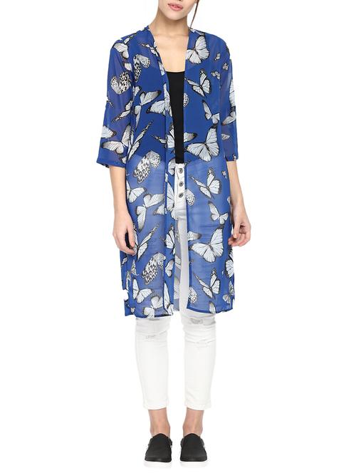 blue printed georgette shrug - 12866690 - Very Small Image - 1
