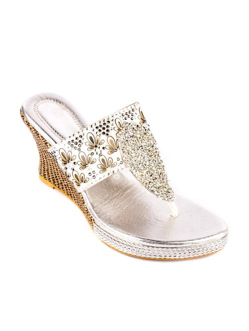 hamlyn grande silver coloured syntheticmade wedge sandal for women's - 12866787 - Very Small Image - 1