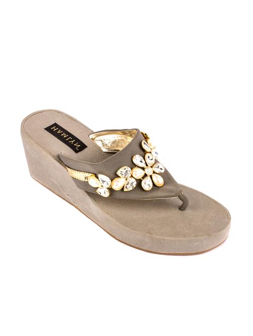hamlyn grande gun metal coloured syntheticmade wedge sandal for women's - 12866815 - Very Small Image - 1