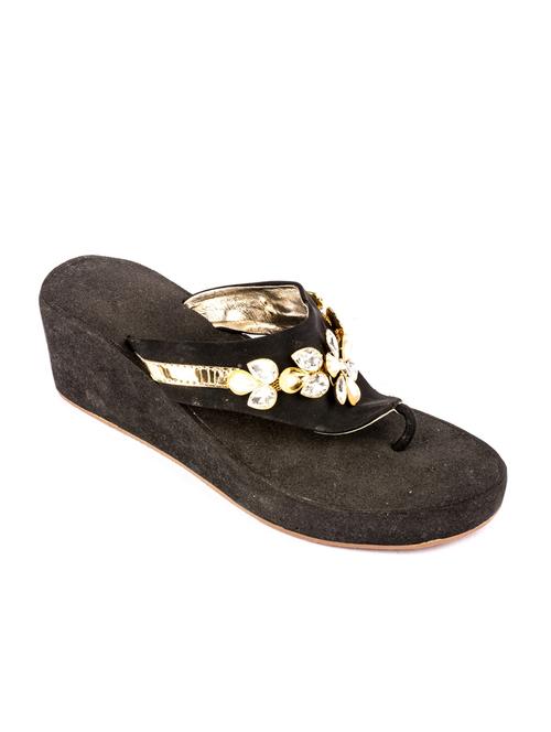 hamlyn grande black coloured syntheticmade wedge sandal for women's - 12866816 - Very Small Image - 1