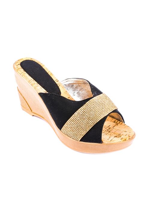 hamlyn grande black coloured syntheticmade wedge sandal for women's - 12866824 - Very Small Image - 1