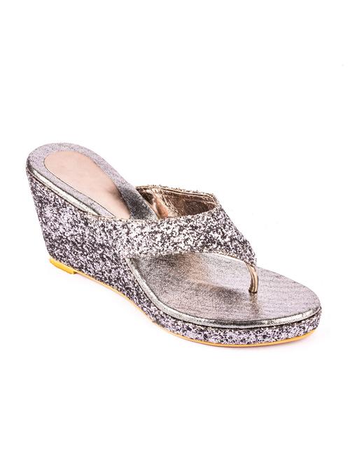 hamlyn grande gun metal coloured syntheticmade wedge sandal for women's - 12866835 - Very Small Image - 1