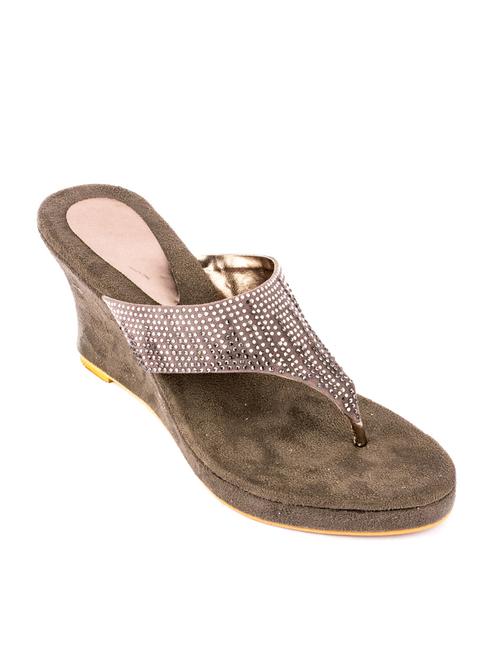 hamlyn grande gun metal coloured syntheticmade wedge sandal for women's - 12866839 - Very Small Image - 1