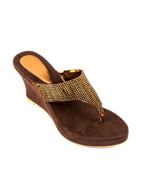 hamlyn grande brown coloured syntheticmade wedge sandal for women's - 12866840 - Very Small Image - 1