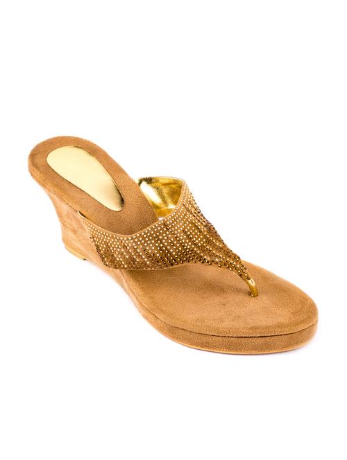 hamlyn grande beige coloured syntheticmade wedge sandal for women's - 12866841 - Very Small Image - 1