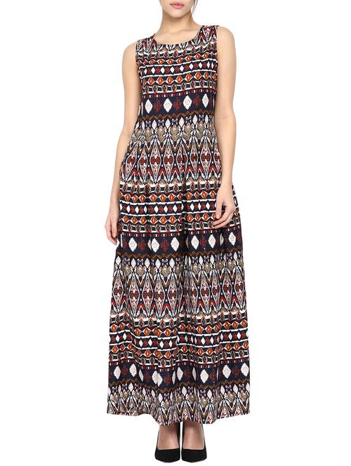 multicolored printed crepe maxi dress - 12866955 - Very Small Image - 1