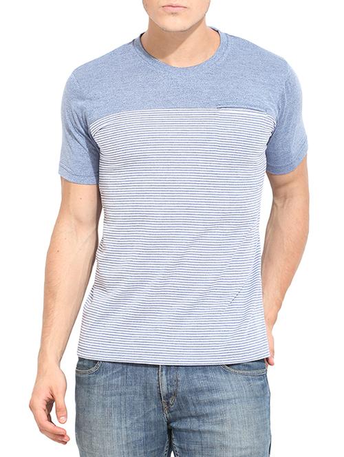grey and blue cotton striped t-shirt - 12867941 - Very Small Image - 1