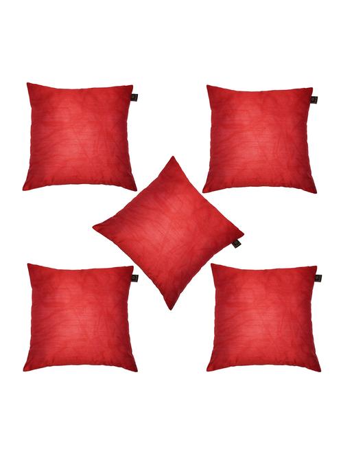 lushomes red dupion silk cushion covers (pack of 5) size 12"x12" - 12868819 - Very Small Image - 1