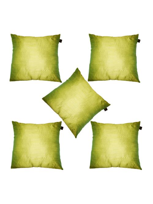 lushomes green dupion silk cushion covers (pack of 5) size 12"x12" - 12868822 - Very Small Image - 1