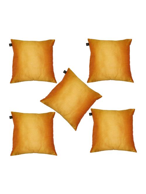 lushomes yellow dupion silk cushion covers (pack of 5) size 16"x16" - 12868828 - Very Small Image - 1