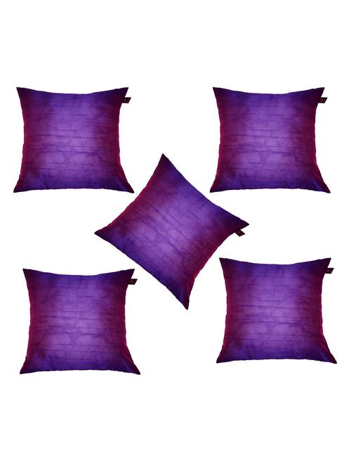 lushomes purple dupion silk cushion covers (pack of 5) size 16"x16" - 12868830 - Very Small Image - 1