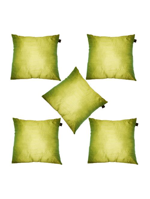 lushomes green dupion silk cushion covers (pack of 5) size 16"x16" - 12868832 - Very Small Image - 1