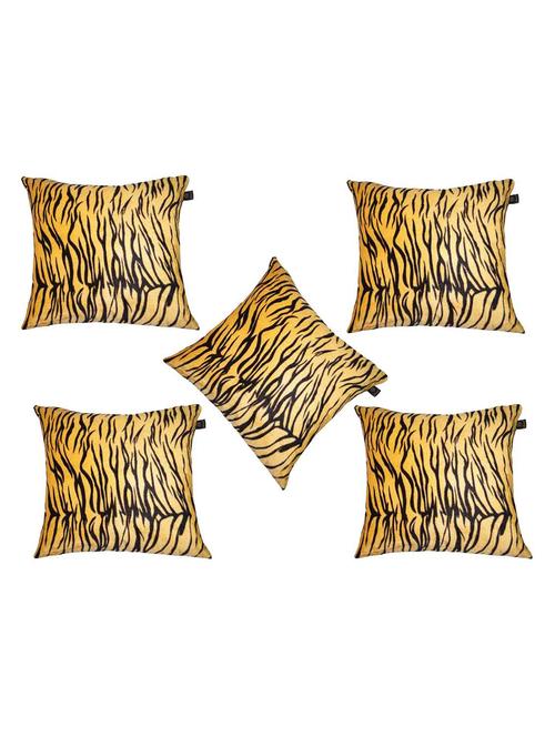 lushomes yellow tiger skin printed cushion covers (pack of 5) size : 16"x16" - 12868840 - Very Small Image - 1