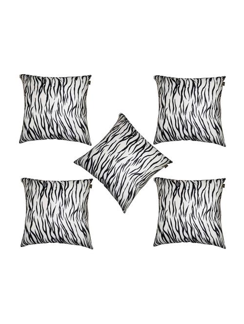 lushomes white tiger skin printed cushion covers (pack of 5) size : 16"x16" - 12868841 - Very Small Image - 1