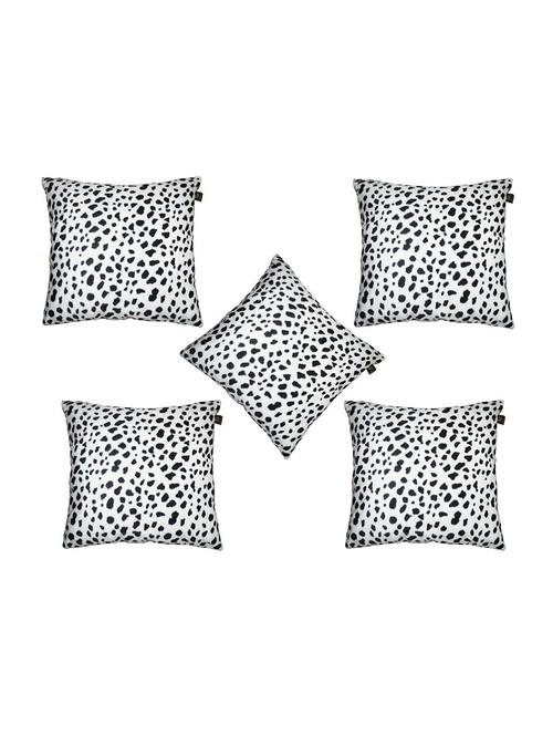 lushomes white leopard skin printed cushion covers (pack of 5) size : 16"x16" - 12868844 - Very Small Image - 1