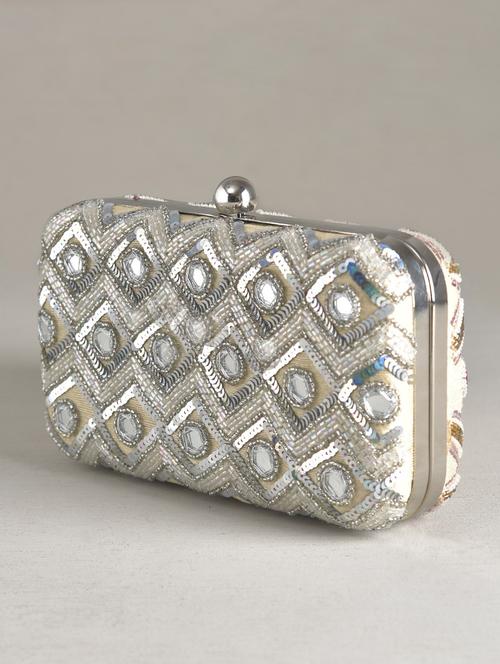 silver silk embellished clutch - 1287395 - Very Small Image - 1