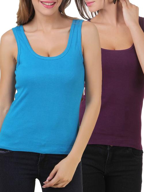 set of 2 multicolored cotton tank tee - 12880519 - Very Small Image - 1