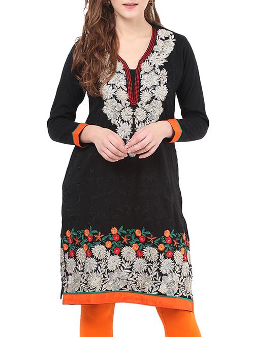 black cotton woolen kurta - 12881308 - Very Small Image - 1