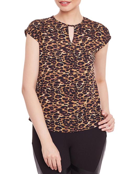 animal print key hole neck top - 12885897 - Very Small Image - 1