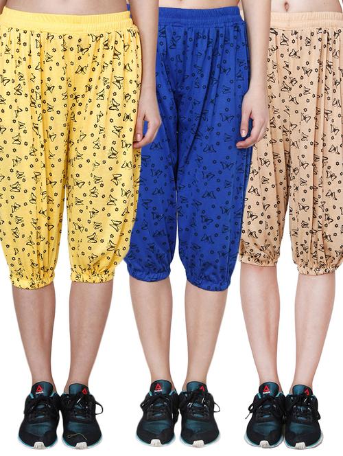set of 3 multicolored printed viscose capris - 12886827 - Very Small Image - 1