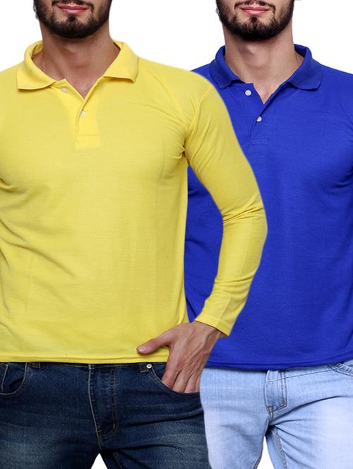 yellow blue set of 2 cotton t-shirt - 12888671 - Very Small Image - 1