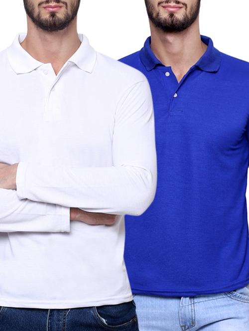 white blue set of 2 cotton t-shirt - 12888675 - Very Small Image - 1