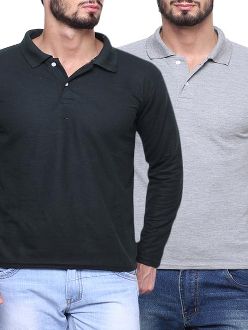 black grey set of 2 cotton t-shirt - 12888680 - Very Small Image - 1
