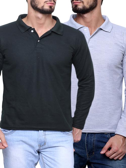 black blue set of 2 cotton t-shirt - 12888683 - Very Small Image - 1