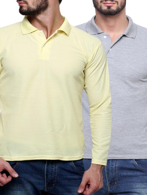 yellow grey set of 2 cotton t-shirt - 12888689 - Very Small Image - 1