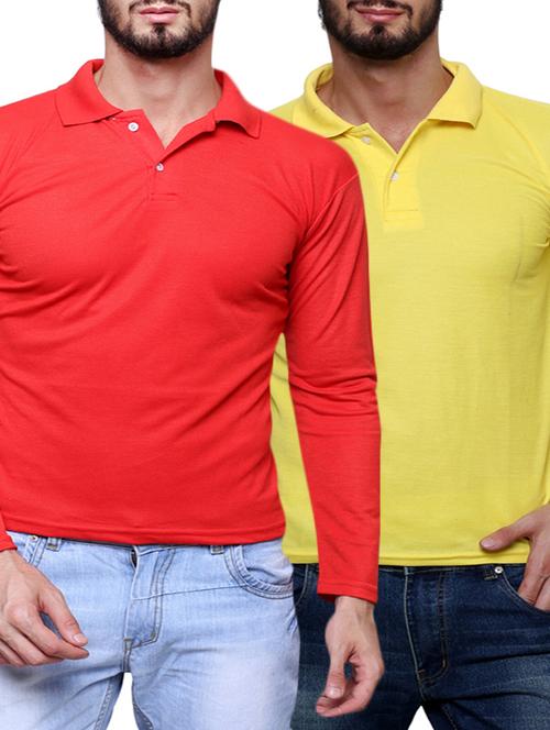 red yellow set of 2 cotton t-shirt - 12888694 - Very Small Image - 1