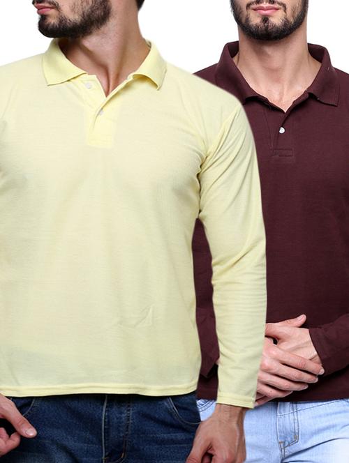 yellow maroon set of 2 cotton t-shirt - 12888697 - Very Small Image - 1