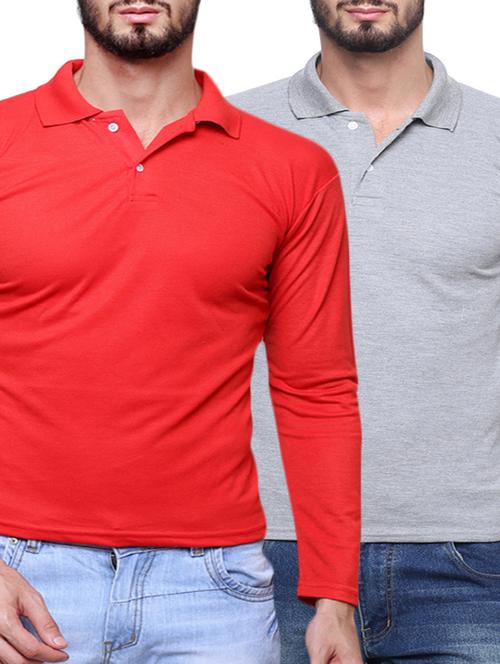 red grey set of 2 cotton t-shirt - 12888708 - Very Small Image - 1