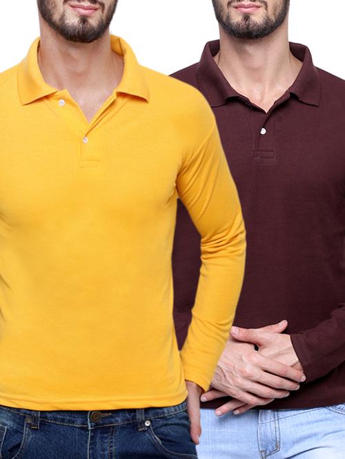 yellow maroon set of 2 cotton t-shirt - 12888717 - Very Small Image - 1