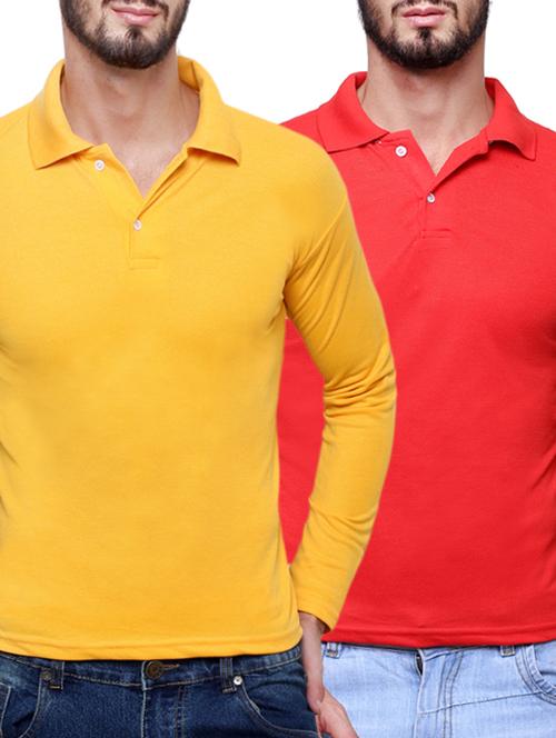yellow red set of 2 cotton t-shirt - 12888723 - Very Small Image - 1